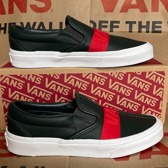 Vans Shoes - Vans Classic Slip-On W Leather & Webbing Scarabred WMNS
